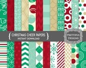 25% OFF SALE Digital Christmas Scrapbooking Papers - Christmas Cheer Il_170x135