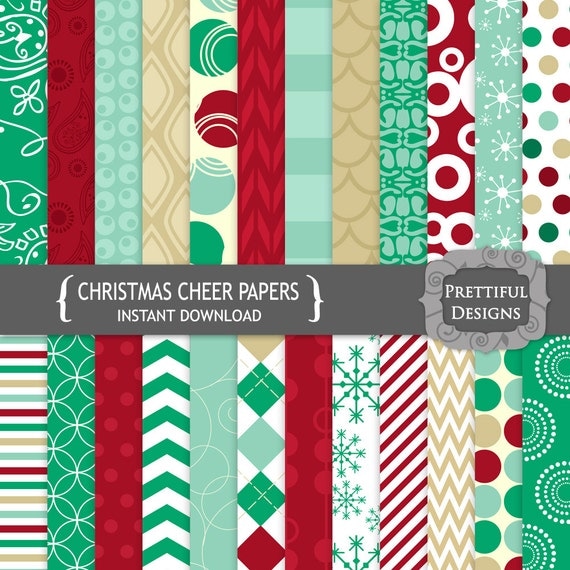 50% off SALE Digital Christmas Scrapbooking Papers - Christmas Cheer (767)