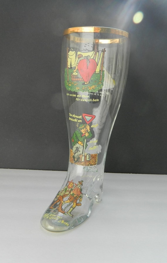 German 1 Litre Boot Shaped Beer Glass Oktoberfest