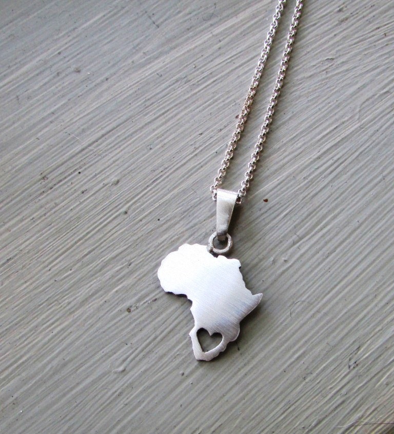 Africa necklace heart cut out South Africa continent