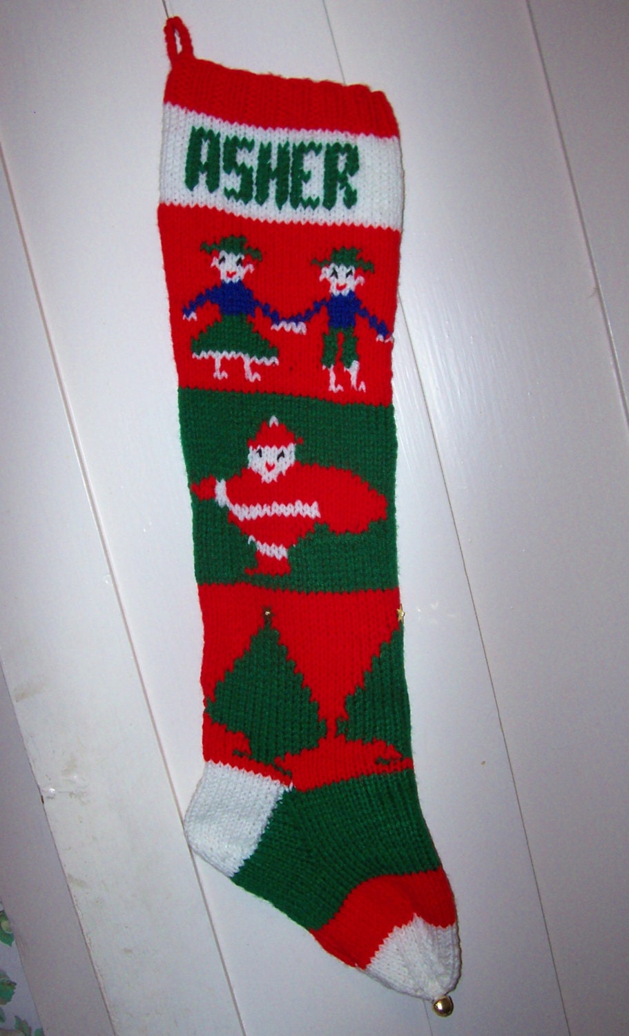 2016 Hand Knit Christmas Stocking Old Pattern Children Santas