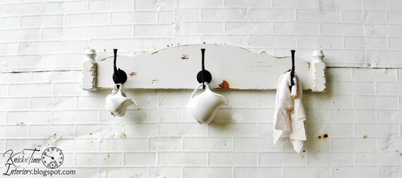 Wooden Coat Rack - Coat Hook, Jewelry or Key Wall Hook - Created from Vintage Wooden Headboard