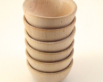 Wood Bowls - 6 Small Unfinished Wooden Ring Bowls