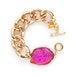 Athena Bracelet - Gold Chunky Chain Link with Pink Agate
