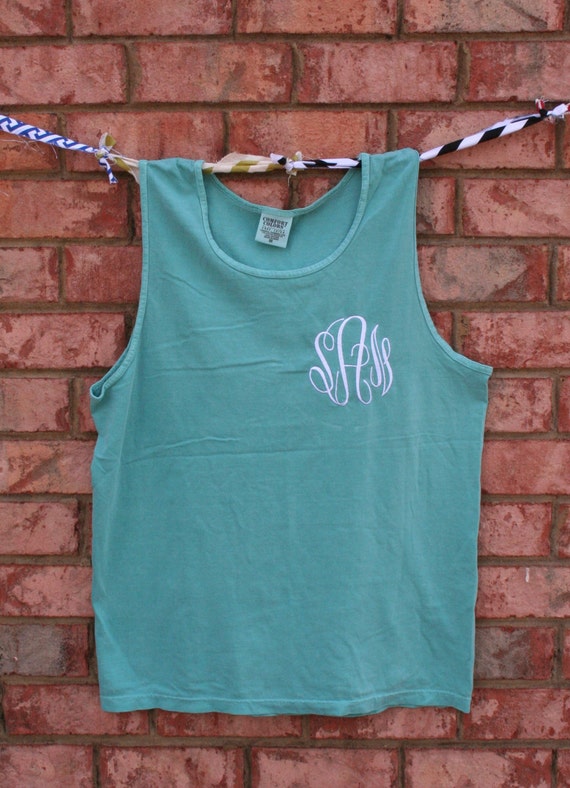 Comfort Colors Monogrammed Tank by JanaBelles on Etsy