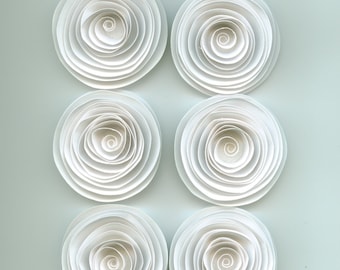 Handmade Large White Spiral Paper Flowers