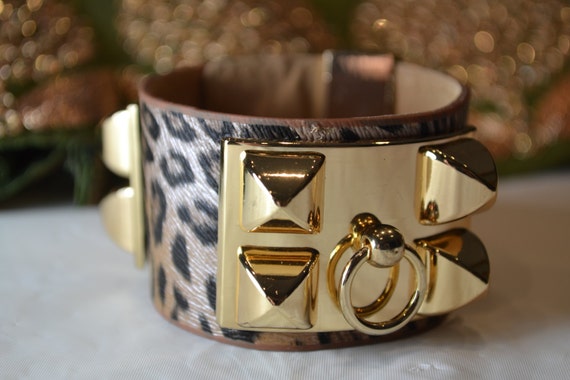 Hermes bracelet Vegan leather cuff dog collar cuff Hermes inspired ...