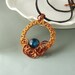 Teal blue necklace, glass bead jewelry, handmade copper enameled wire wrapped jewelry