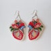 Bead embroidered earrings 'Flowering hearts"