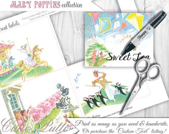 Mary Poppins Party Candy Buffet Signs by Cutie Putti Paperie