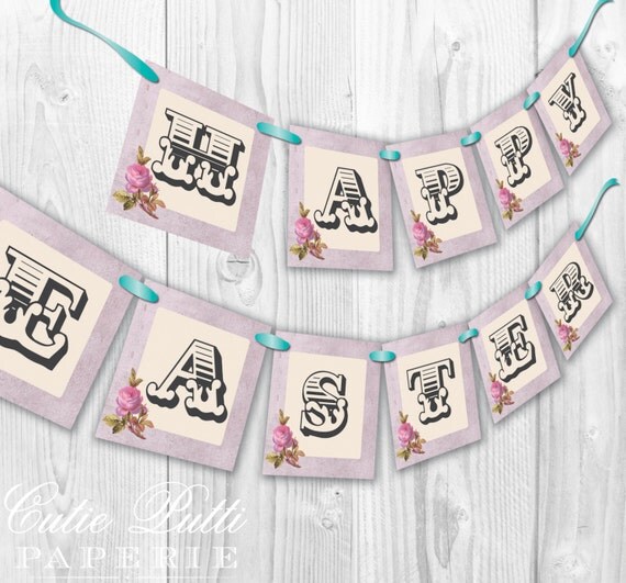 HAPPY EASTER BANNER Vintage Happy Easter Banner Printable