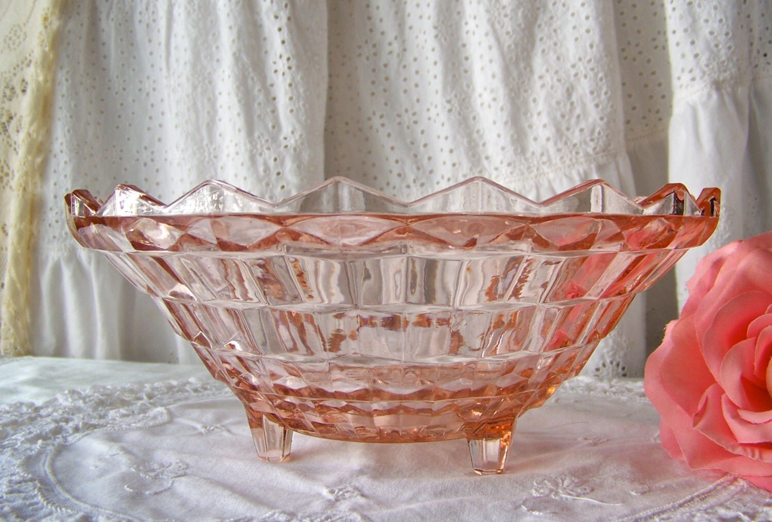 Vintage Pink Depression Glass Bowl Jeanette Glass By