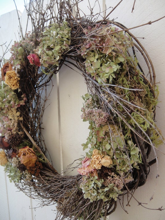 Natural Twig Wreath With Dried Floral Hand Crafted Wreath