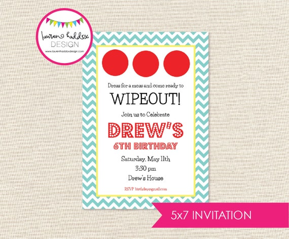DIY, Wipeout inspired Birthday INVITATION ONLY Il_570xn