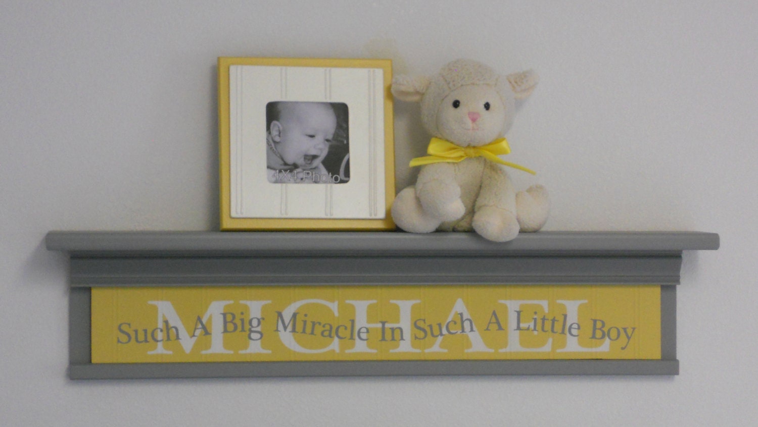 Yellow Gray Baby Nursery Wall Decor Customized 30 Grey