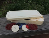Vintage Poker Chips from Beacon / Art Deco Style Poker Chip Box / Vintage Poker Chips / Plastic Poker Chips and Case