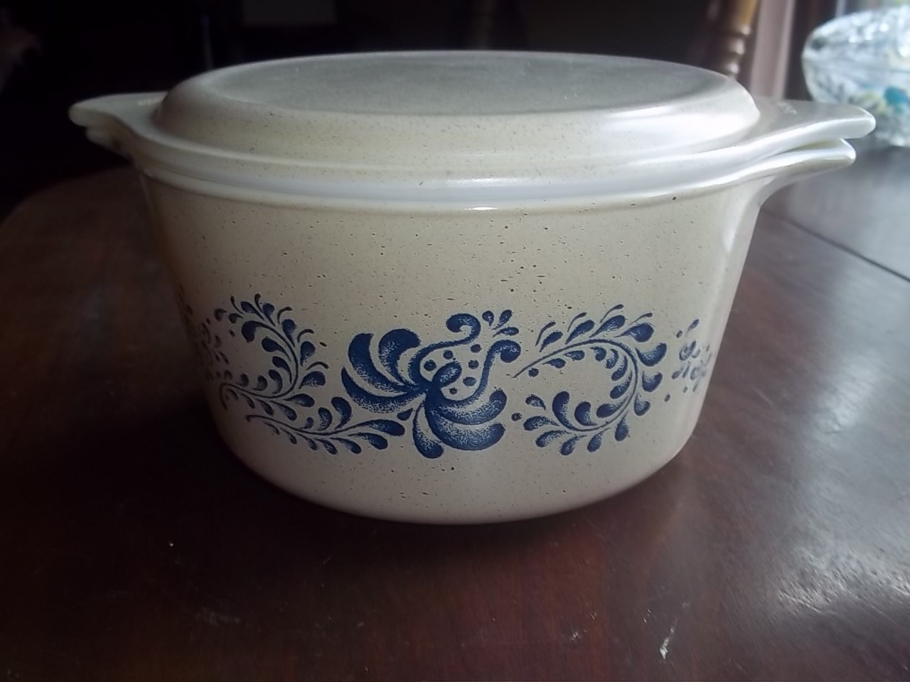 Vintage Pyrex Blue Homestead Casserole Bowl with Matching Lid