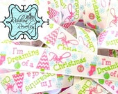 Gorgeous Pink Christmas glitter i'm dreaming of a Pink Christmas 7/8" grosgrain ribbon Christmas Il_170x135