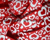 White glittered hearts on red 7/8" grosgrain ribbon Valentines Il_170x135