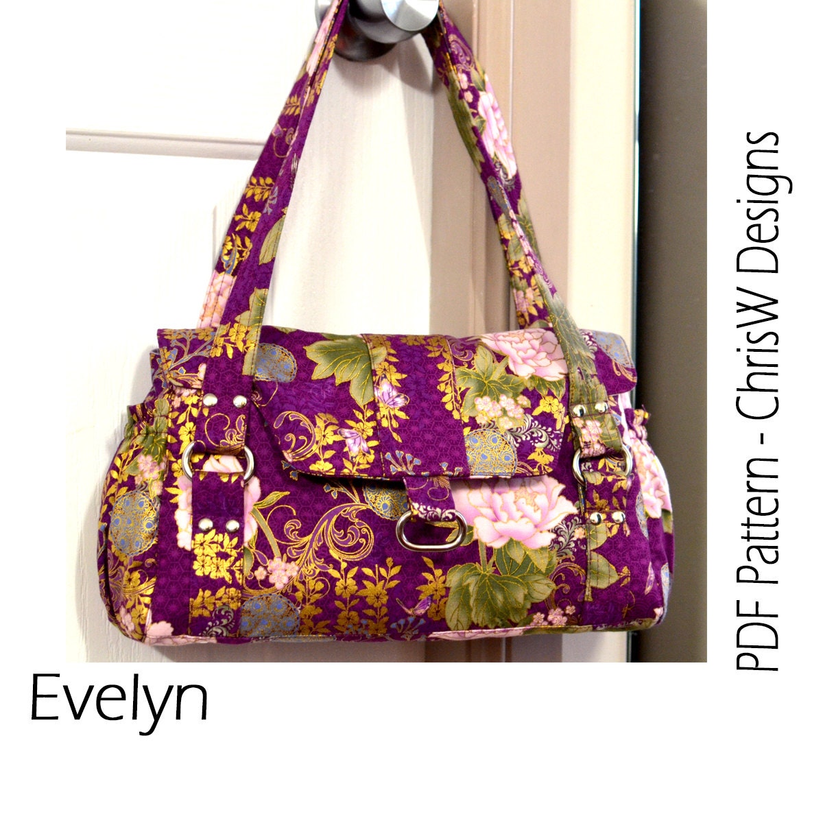 Bag Pattern for the Evelyn Handbag Designer Purse Floral or