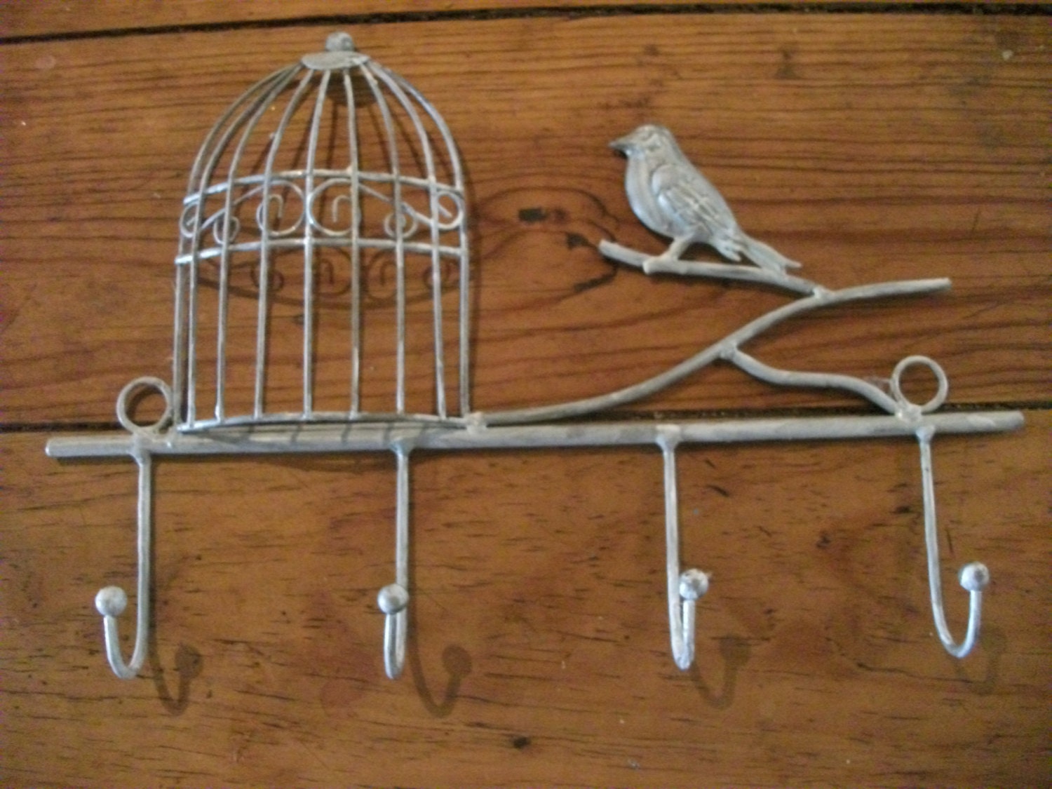 handpainted METAL BIRDCAGE RACK coat rack wall hanging wall