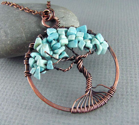 Tree Of Life Necklace Wire Wrapped Jewelry Turquoise Necklace