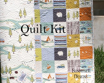 Organic Quilt Kit Camp Sur Birch Fabrics Cheater Patchwork Blanket DIY ...