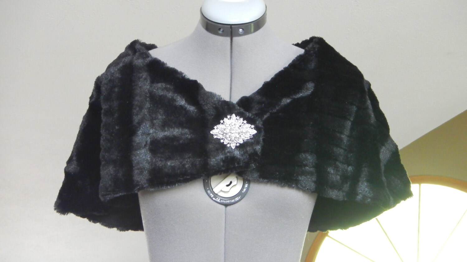 Black Faux Fur Capelet