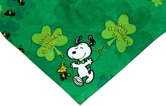 Snoopy Peanuts Green St. Patrick's Day Over the collar Dog Bandana / Scarf Large or extra large