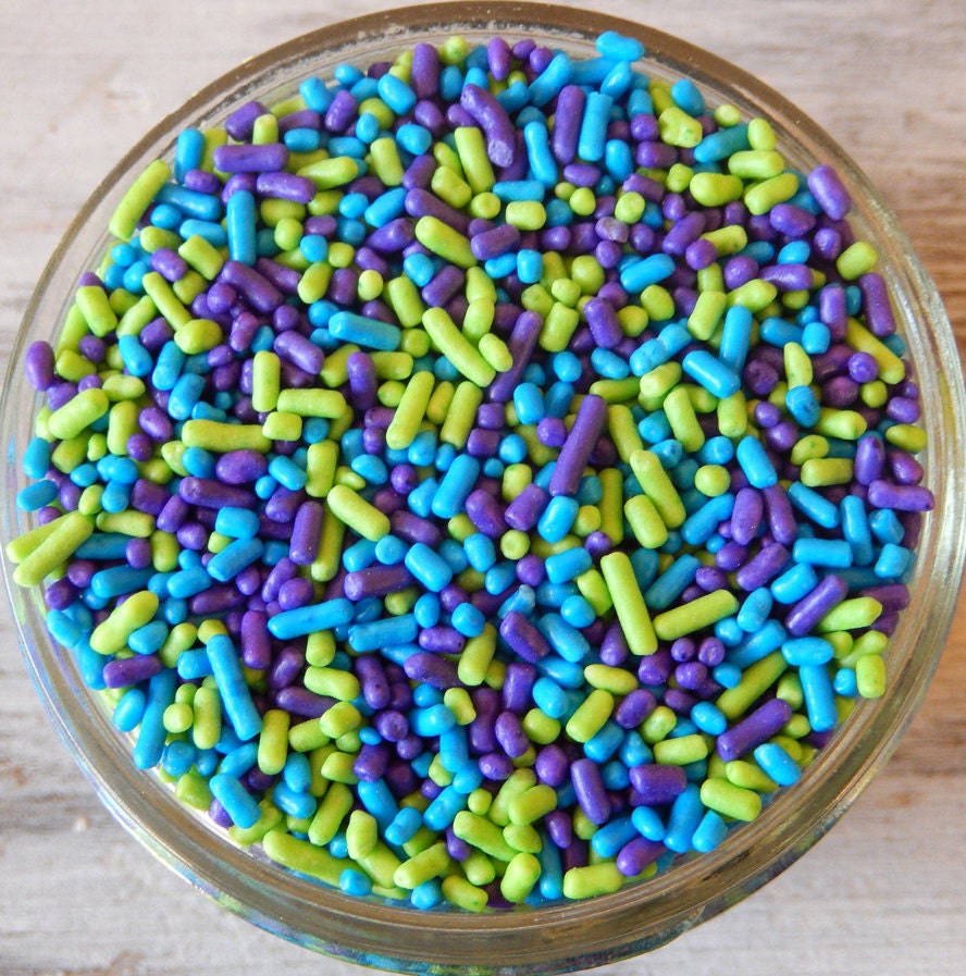 Sprinkles 3 oz Purple Lime Blue Jimmies Mix For