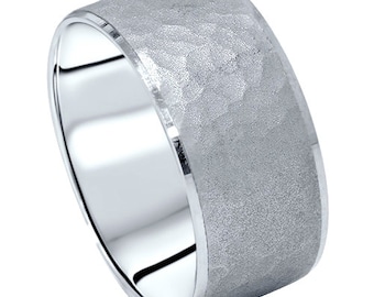 Oakky Men's Stainless Steel Square Gemstone Ring - Matte Finish Wedding Band, 12mm Width