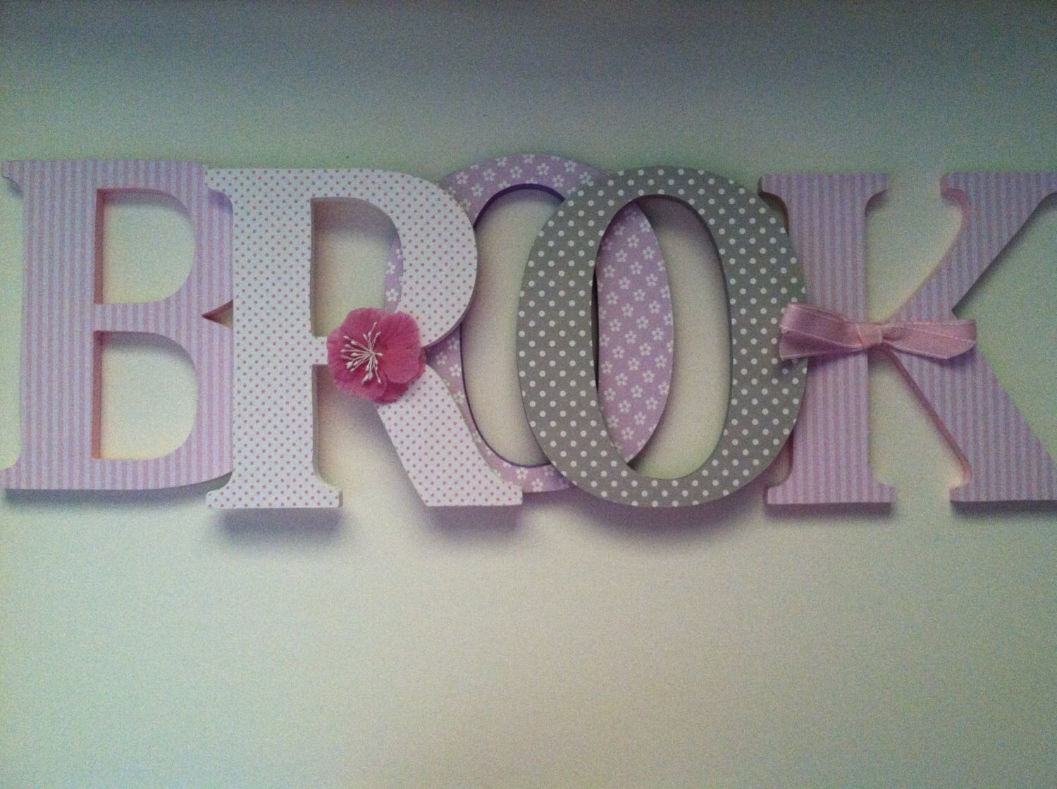 Wooden letters for nursery in pink white lilac and gray