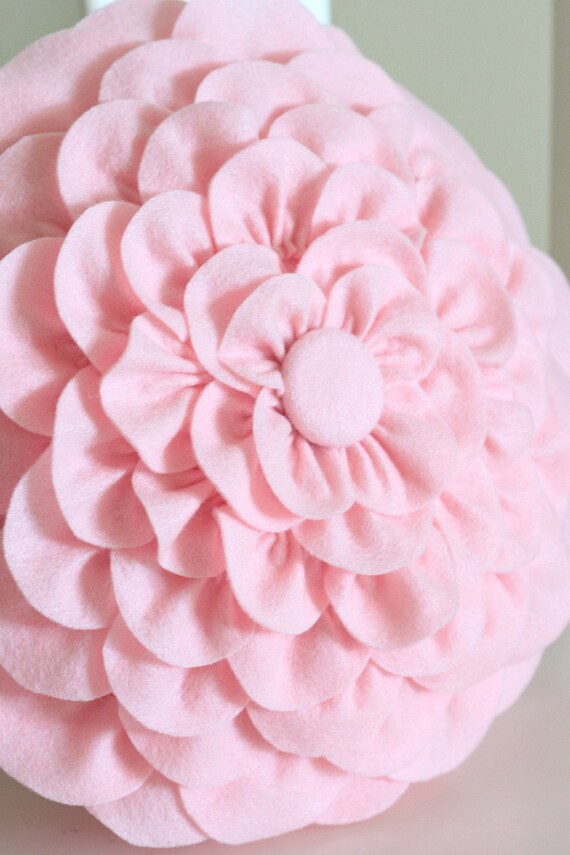 Items similar to Pink Felt Flower pillow on Etsy