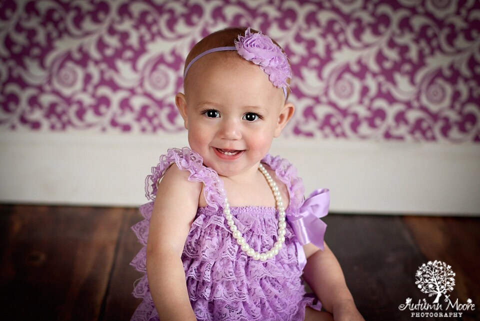 Lavender Lace Romper Romper baby Romper lilac baby outfit