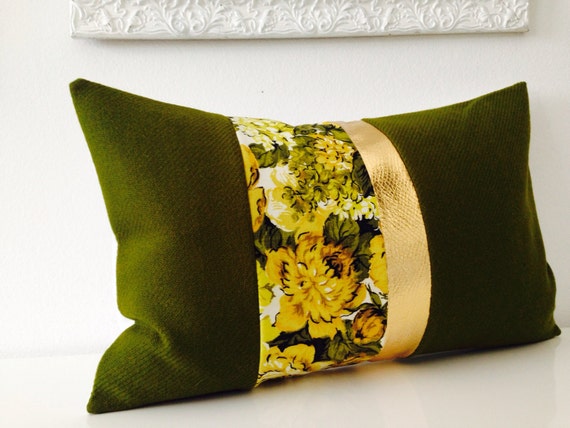 Moss Green Wool Fabric Decorative Throw Pillow Cover