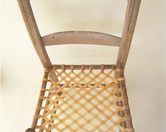 Ladderback Chair with 2 Rungs, Early American Furniture, Folkart, Aurora Commune, Oregon, Primitive, Antique, Rawhide Seat