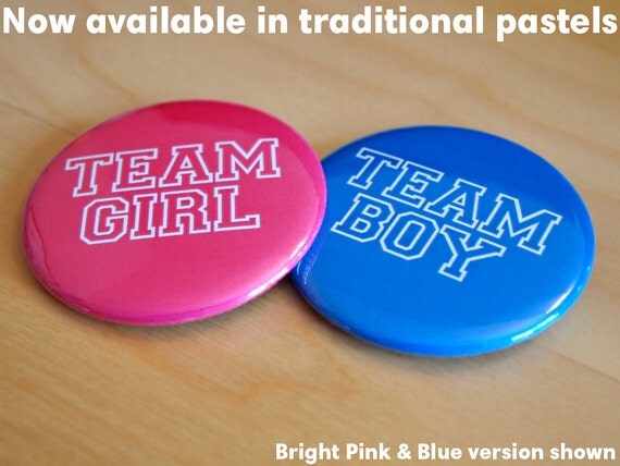 20 Gender Reveal Party Favors Team Boy Team Girl 2.25 inch pinback button pin badges Il_570xn