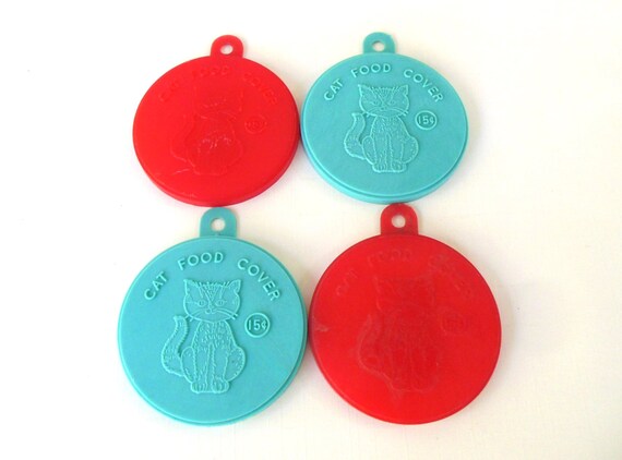 Cat Food Can Cover Turquoise Red Plastic Pet Supplies Canister