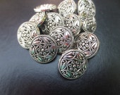 Silver Scroll Shank Buttons Floral 18mm,11/16" -12 pieces