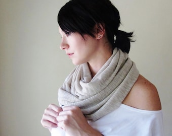 BEIGE Infinity Scarf - Neutral Sweater Scarf - Earthy Circle Scarf - Chunky Infinity Cowl