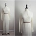 Vtg 70s CutOut Crochet Lace hippie boho festival draped Wedding Maxi Dress. Bohemian White Hand Crocheted Maxi Dress. Size S/M
