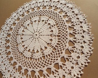 Crochet doily ecru oval doilies lace home decor by kroshetmania