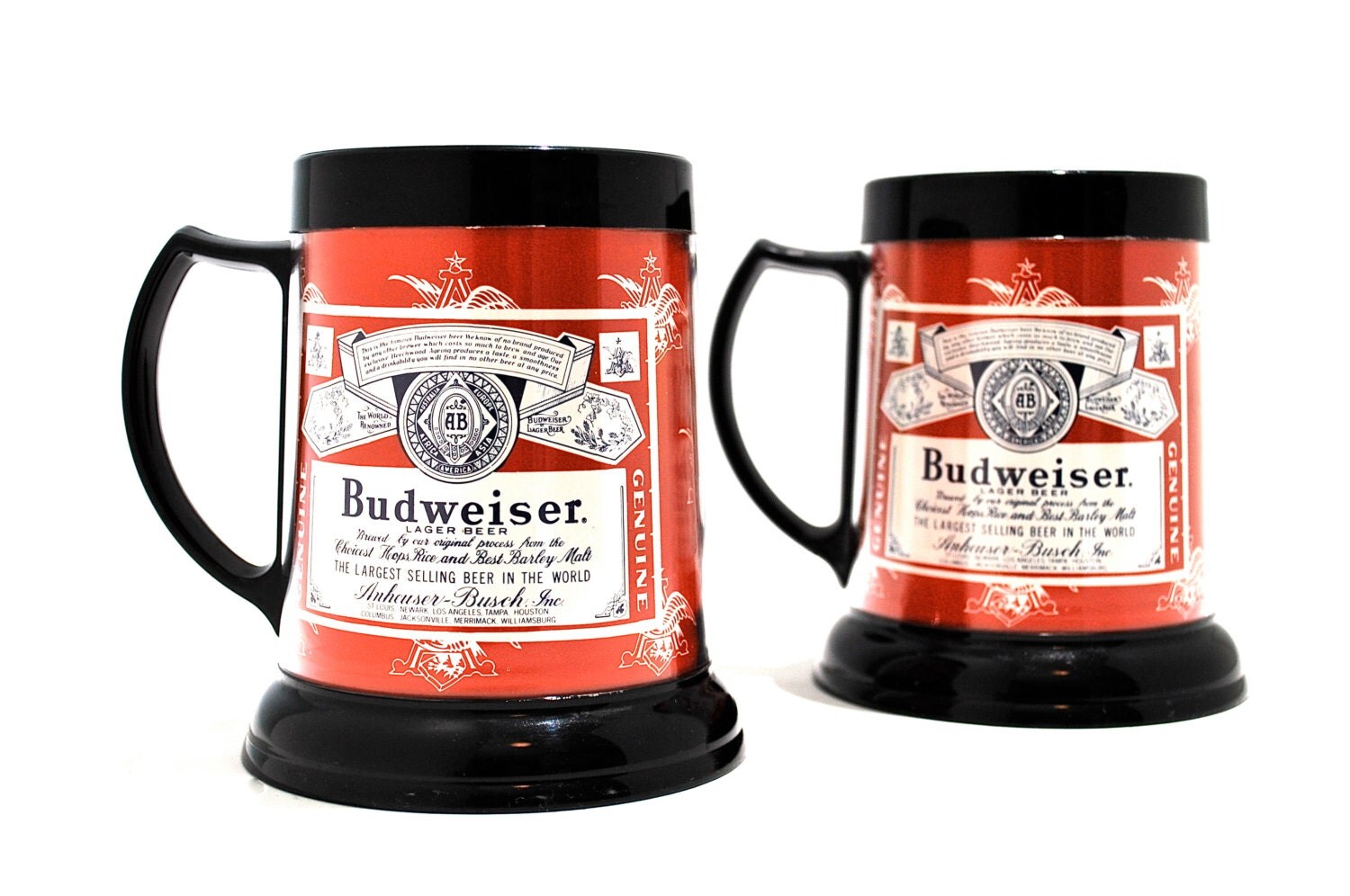 Plastic Budweiser Mugs Set of 2