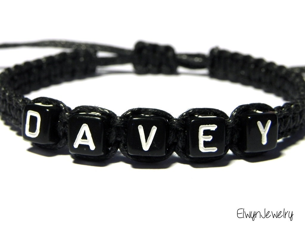 Name Bracelet Black Cord Bracelet Personalized Bracelet