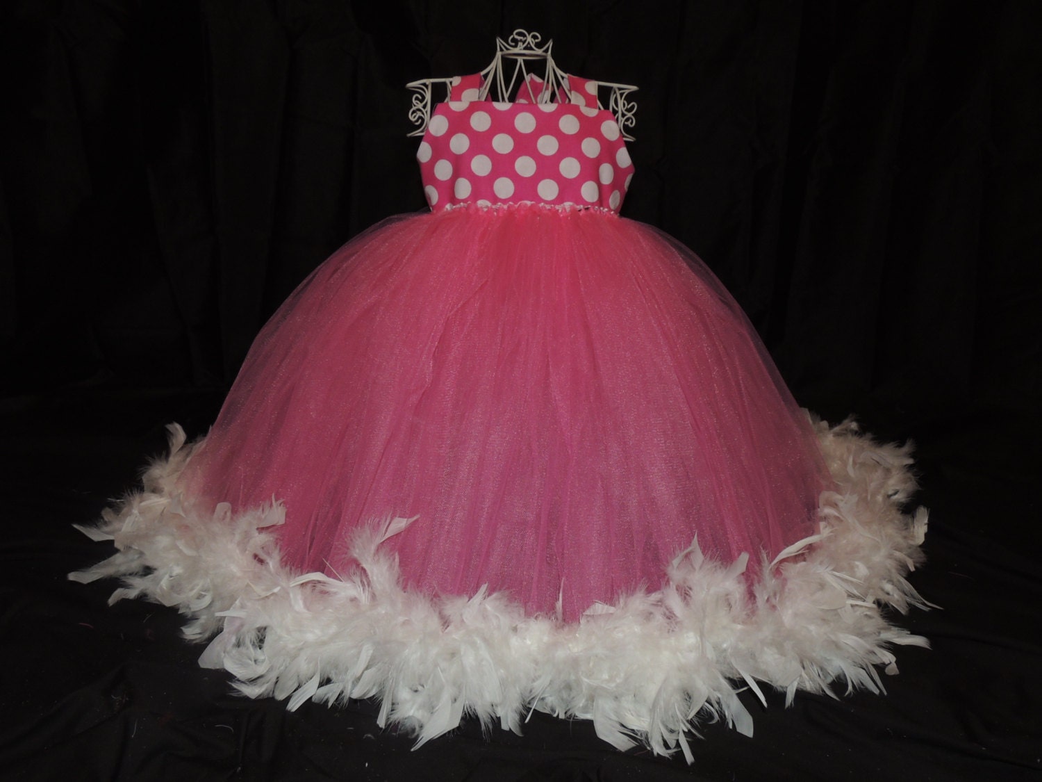 The Hair Bow Factory Pink or Red Dot Feather Tutu Dress Size