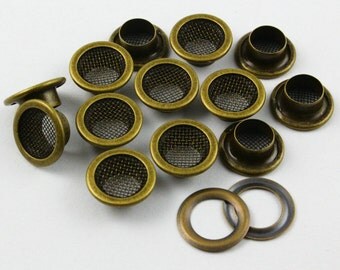 100Pcs 12mm Antique Brass Mesh Grommet Eyelet (BMRG12)