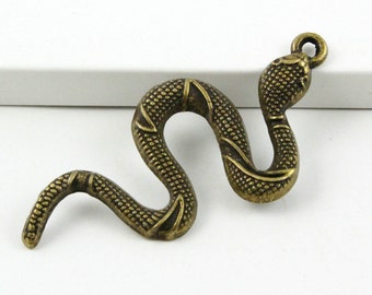 Steampunk Snake Pendant with black rope cord necklace and