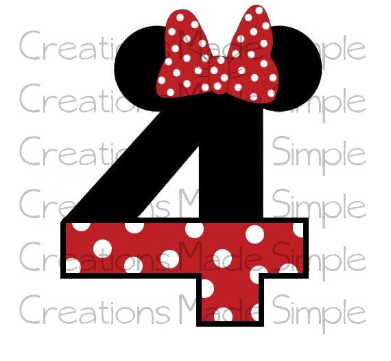 Items similar to Minnie Mouse Inspired 4th Birthday Transfer on Etsy