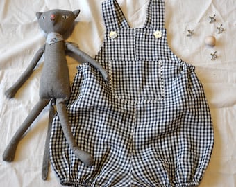 3 T Gingham Linen Overalls