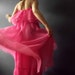 Vintage 70s Honeysuckle Hot Pink Flamingo Chiffon Flounce Tier Maxi Dress